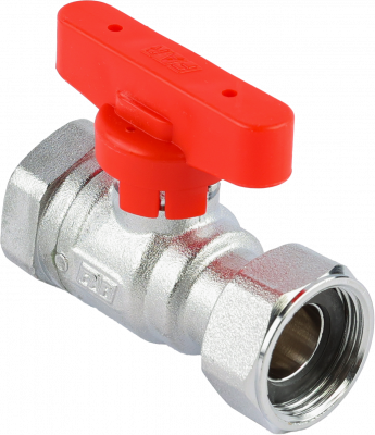 Кран шаровой FAR 3/4", ВР-накидная гайка EPDM, красн. бабочка, хром